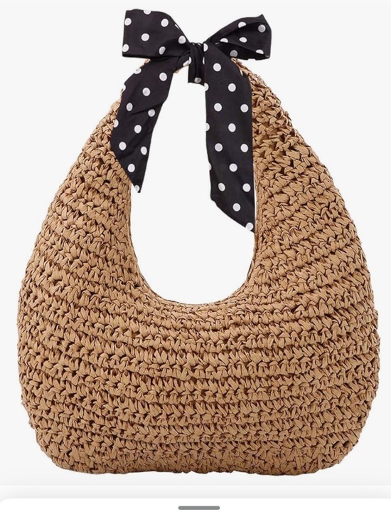 Handbags - Straw Bag for Women, Summer Beach Tote Purse with Zipper, Raffia Woven Bag